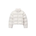 Alexander Wang White Logo Jacquard Puffer Jacket in Paper White | Luxury Shoes 