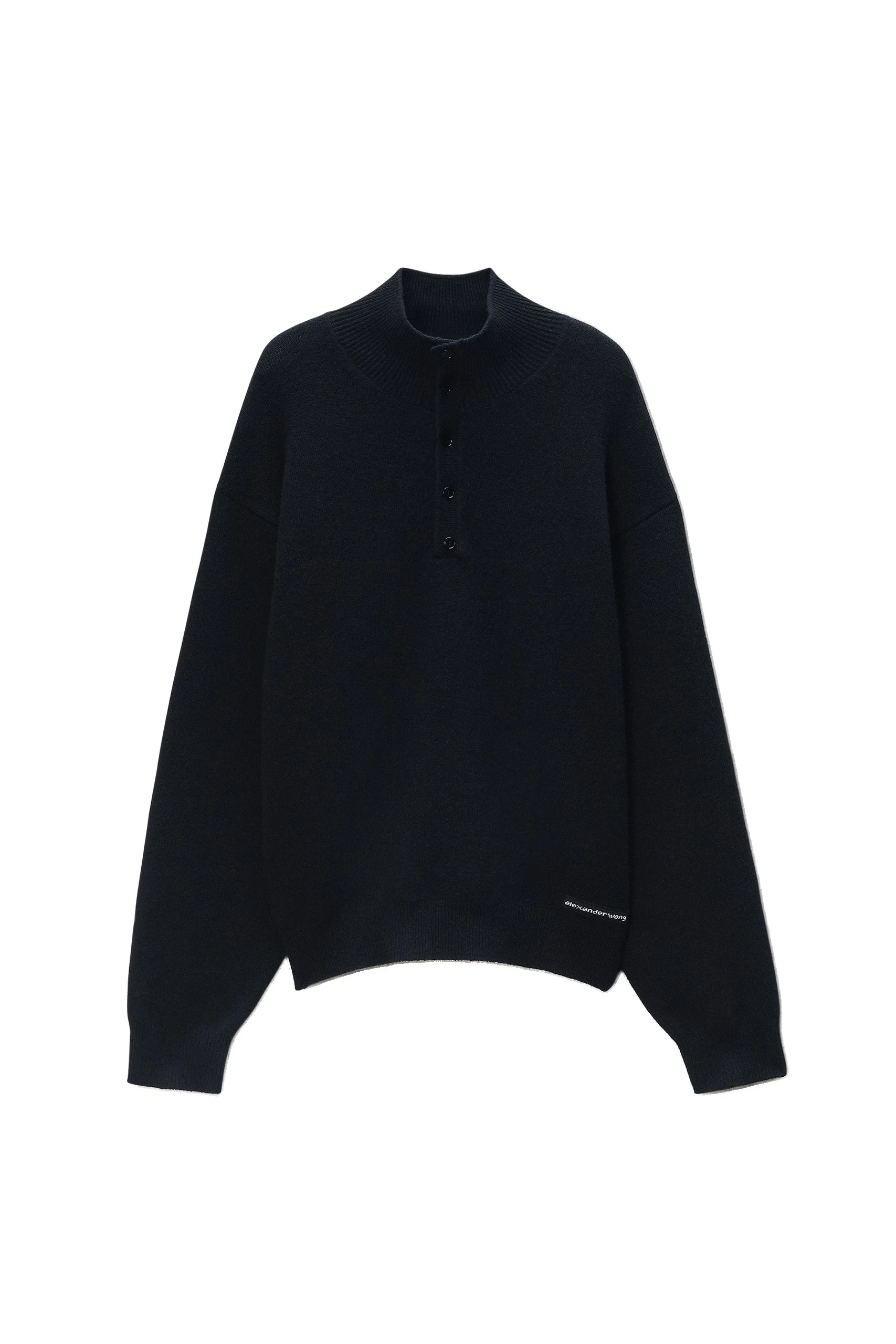 Alexander Wang Wool Turtleneck Henley in Black Alexander Wang Wool Turtleneck Henley in Black | Luxury Shoes