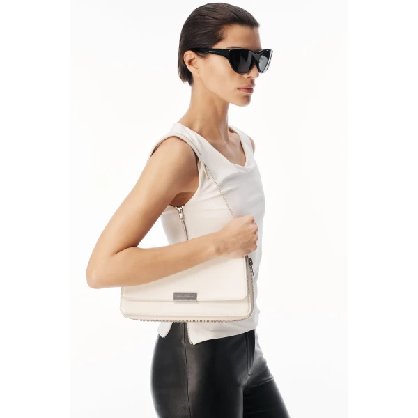 Alexander Wang Zipper Detail Cowl Neck Tank in Star White | Sleeveless | Luxury Shoes 