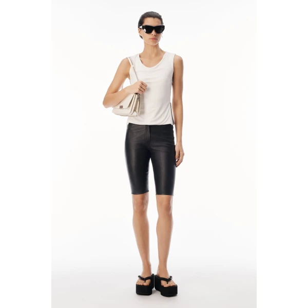 Alexander Wang Zipper Detail Cowl Neck Tank in Star White | Sleeveless | Luxury Shoes 