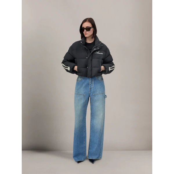 Amiri Bones Cropped Down Jacket in Black, view 2 | Jackets | Luxury Shoes 