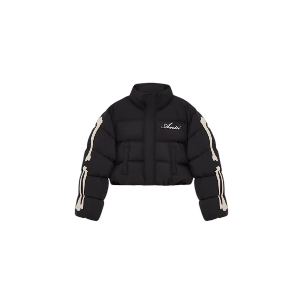 Bones Cropped Down Jacket in Black