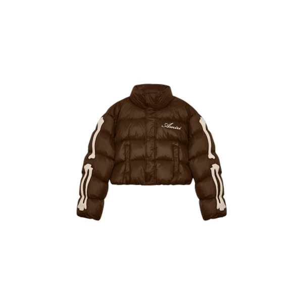 Bones Cropped Down Jacket in Dark Brown