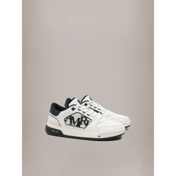 Amiri Classic Low Sneakers in White Black, view 2 | Sneakers | Luxury Shoes 