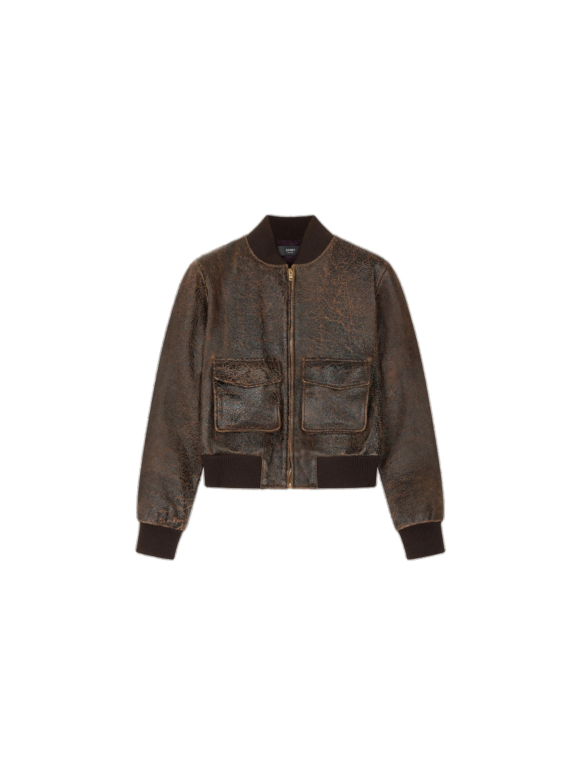 Amiri Crackled Leather Bomber in Husk Amiri Crackled Leather Bomber in Husk | Leather Jackets | Luxury Shoes