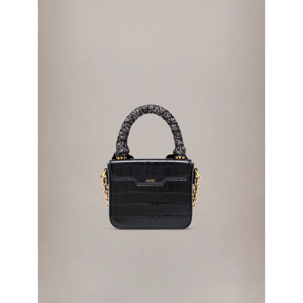 Amiri Croc Embossed Micro MA Bag in Black, view 2 | Mini Bags | Luxury Shoes 