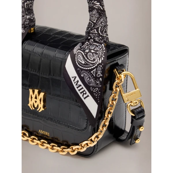 Amiri Croc Embossed Micro MA Bag in Black, view 4 | Mini Bags | Luxury Shoes 