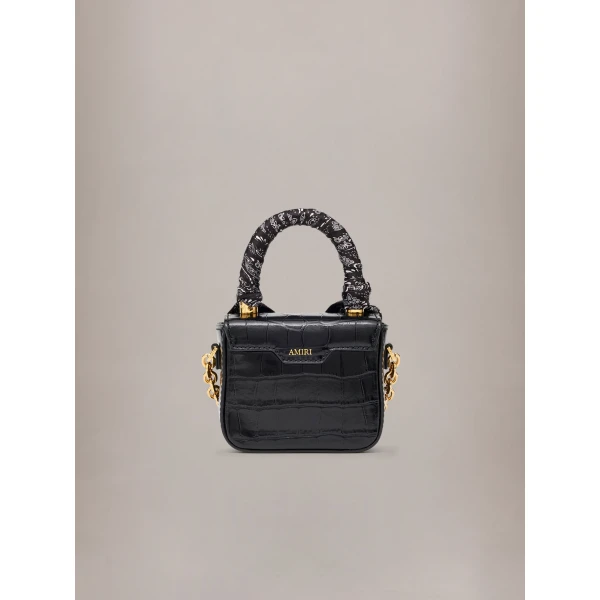 Amiri Croc Embossed Nano MA Bag in Black, view 2 | Mini Bags | Luxury Shoes 