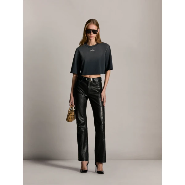 Amiri Cropped Tee in Black, view 2 | T-shirts | Luxury Shoes 