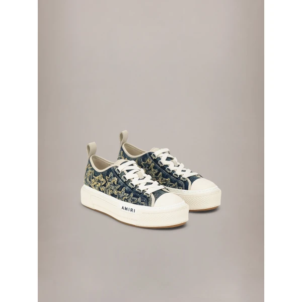 Amiri Denim Court Low Sneakers in Blue, view 2 | Sneakers | Luxury Shoes 