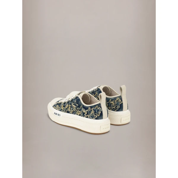 Amiri Denim Court Low Sneakers in Blue, view 4 | Sneakers | Luxury Shoes 