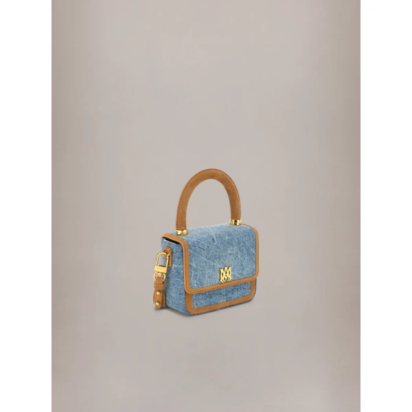 Amiri Denim Suede Micro MA Bag in Marble Indigo, view 3 | Mini Bags | Luxury Shoes 