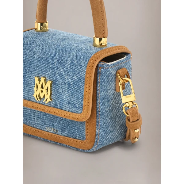 Amiri Denim Suede Nano MA Bag in Marble Indigo, view 3 | Mini Bags | Luxury Shoes 