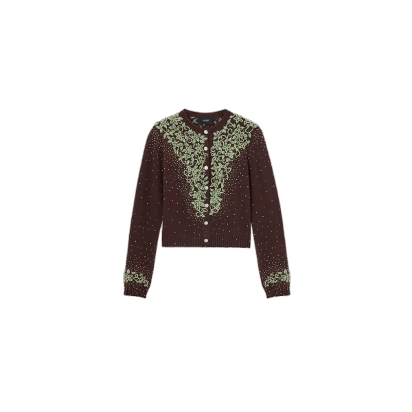 Amiri Embellished Knit Cardigan in Husk | Cardigan | Luxury Shoes 