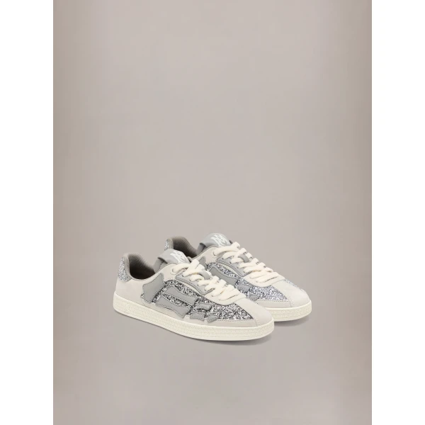 Amiri Glitter Pacific Bones Sneakers in Silver Grey, view 2 | Sneakers | Luxury Shoes 