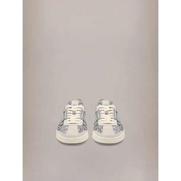 Amiri Glitter Pacific Bones Sneakers in Silver Grey, view 3 | Sneakers | Luxury Shoes 