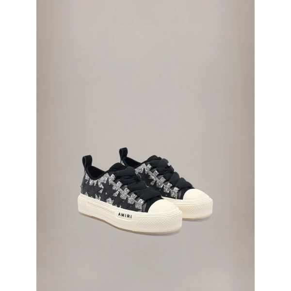 Amiri Glitter Stars Court Low Sneakers in Grey, view 2 | Sneakers | Luxury Shoes 