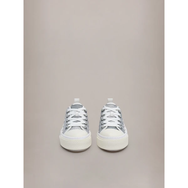 Amiri Glitter Stars Court Low Sneakers in Silver, view 3 | Sneakers | Luxury Shoes 