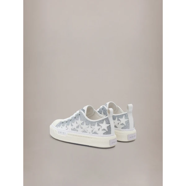 Amiri Glitter Stars Court Low Sneakers in Silver, view 4 | Sneakers | Luxury Shoes 