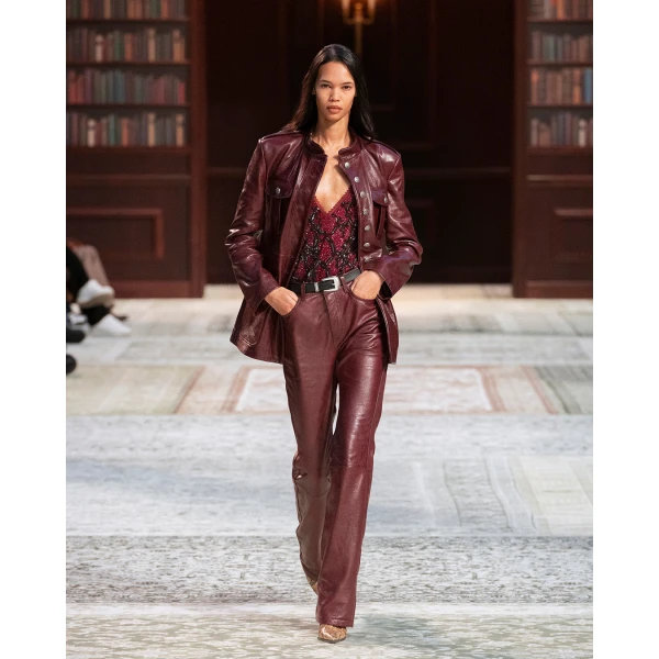 Amiri Leather Officer Jacket in Brick, view 2 | Leather Jackets | Luxury Shoes 