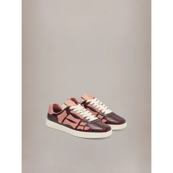 Amiri Lizard Embossed Pacific Bones Sneakers in Plum, view 2 | Sneakers | Luxury Shoes 