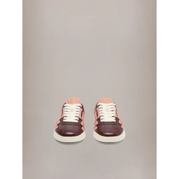 Amiri Lizard Embossed Pacific Bones Sneakers in Plum, view 3 | Sneakers | Luxury Shoes 