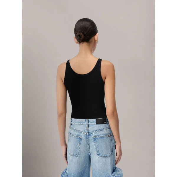 Amiri MA Embroidered Ribbed Tank in Black, view 5 | Sleeveless | Luxury Shoes 