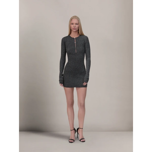 Amiri MA Hardware Mini Dress in Black, view 2 | Mini Dresses | Luxury Shoes 