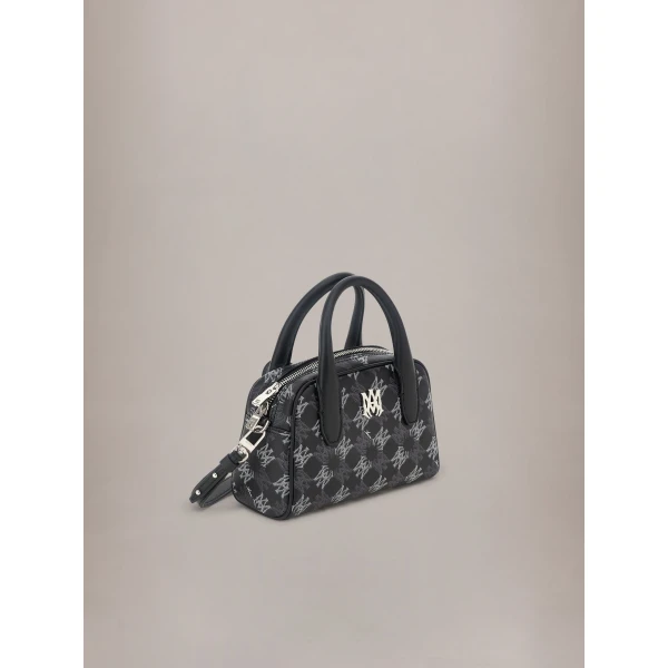 Amiri MA Quad Canvas Micro Bowling Bag in Black, view 3 | Mini Bags | Luxury Shoes 