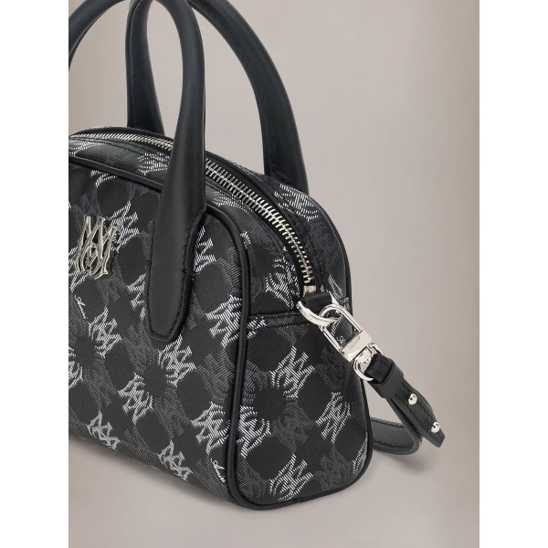 Amiri MA Quad Canvas Micro Bowling Bag in Black, view 4 | Mini Bags | Luxury Shoes 