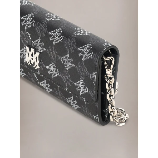 Amiri MA Quad Canvas Wallet On Chain in Black, view 4 | Wallets & Purses | Luxury Shoes 
