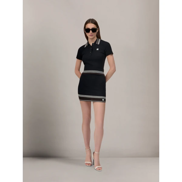 Amiri MA Stripe Mini Skirt in Black, view 2 | Mini Skirts | Luxury Shoes 