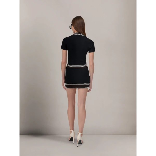 Amiri MA Stripe Mini Skirt in Black, view 4 | Mini Skirts | Luxury Shoes 