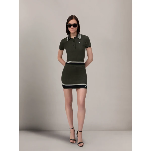 Amiri MA Stripe Mini Skirt in Dark Sage, view 2 | Mini Skirts | Luxury Shoes 