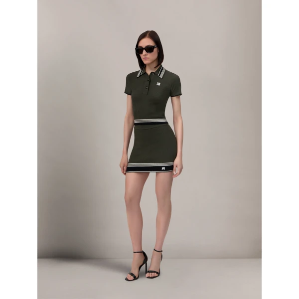 Amiri MA Stripe Mini Skirt in Dark Sage, view 4 | Mini Skirts | Luxury Shoes 