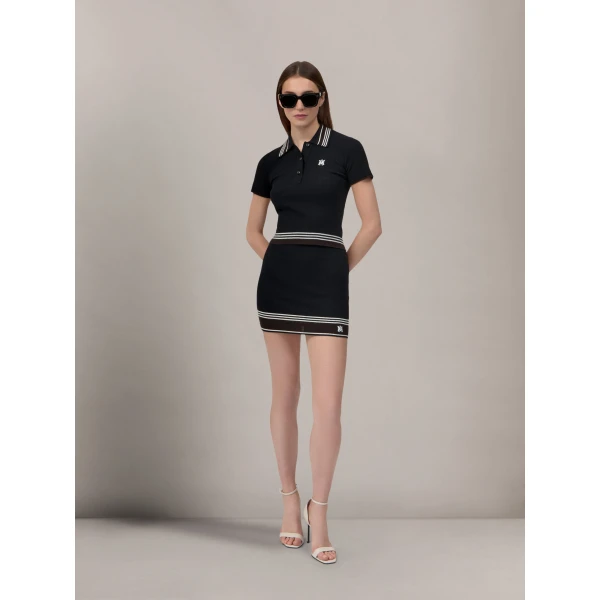 Amiri MA Stripe Polo in Black, view 2 | Tops | Luxury Shoes 