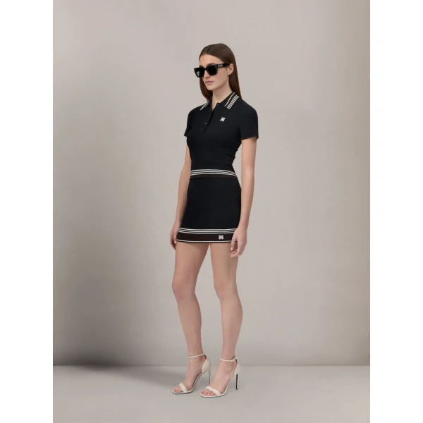 Amiri MA Stripe Polo in Black, view 3 | Tops | Luxury Shoes 