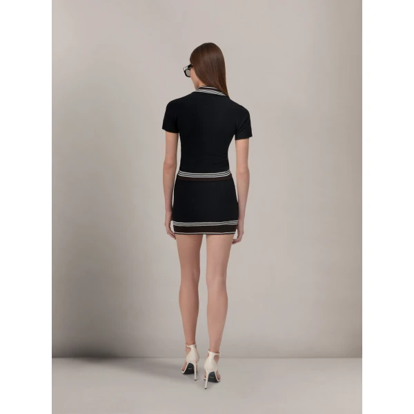 Amiri MA Stripe Polo in Black, view 4 | Tops | Luxury Shoes 