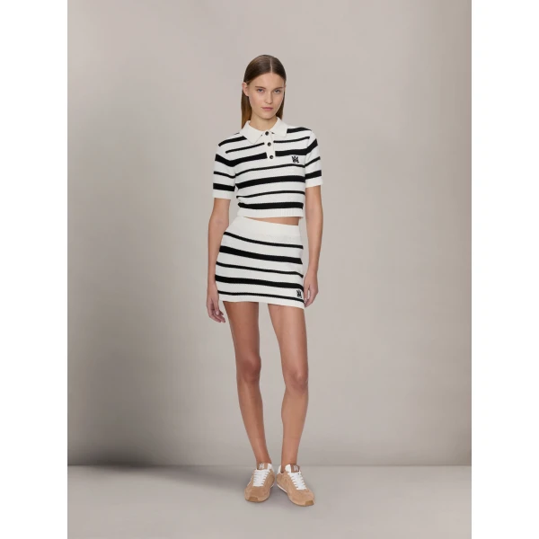 Amiri MA Striped Mini Skirt in Black Alabaster, view 3 | Mini Skirts | Luxury Shoes 