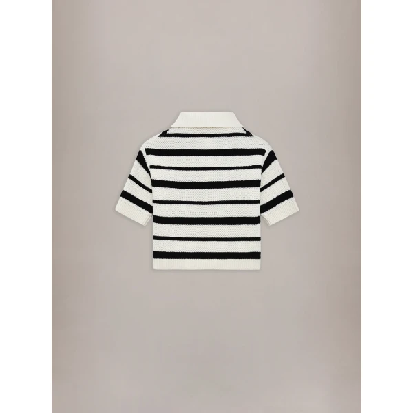 Amiri MA Striped Polo in Black Alabaster, view 2 | Tops | Luxury Shoes 