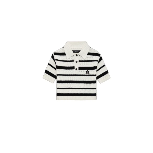 Amiri MA Striped Polo in Black Alabaster | Tops | Luxury Shoes 