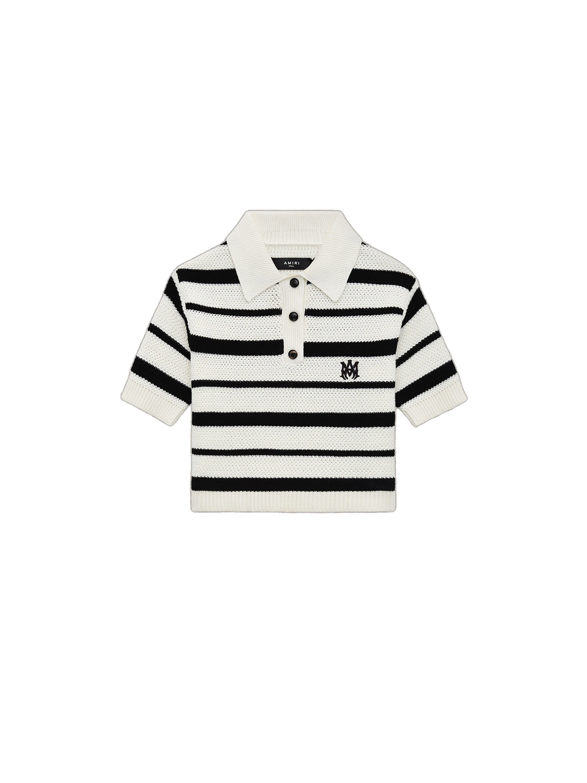 Amiri MA Striped Polo in Black Alabaster Amiri MA Striped Polo in Black Alabaster | Tops | Luxury Shoes