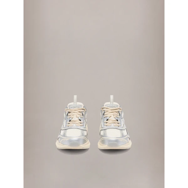 Amiri Metallic M-Tech Sneakers in White Silver, view 3 | Sneakers | Luxury Shoes 
