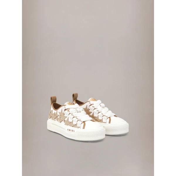 Amiri Metallic Stars Court Low Sneakers in Dark Brown, view 2 | Sneakers | Luxury Shoes 