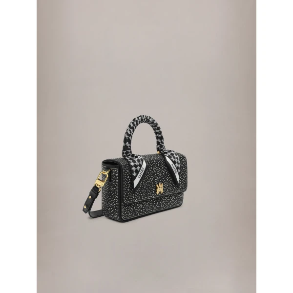 Amiri Micro Long MA Crystal Bag in Black, view 3 | Mini Bags | Luxury Shoes 