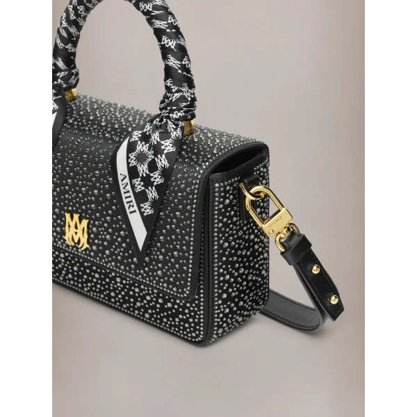 Amiri Micro Long MA Crystal Bag in Black, view 4 | Mini Bags | Luxury Shoes 