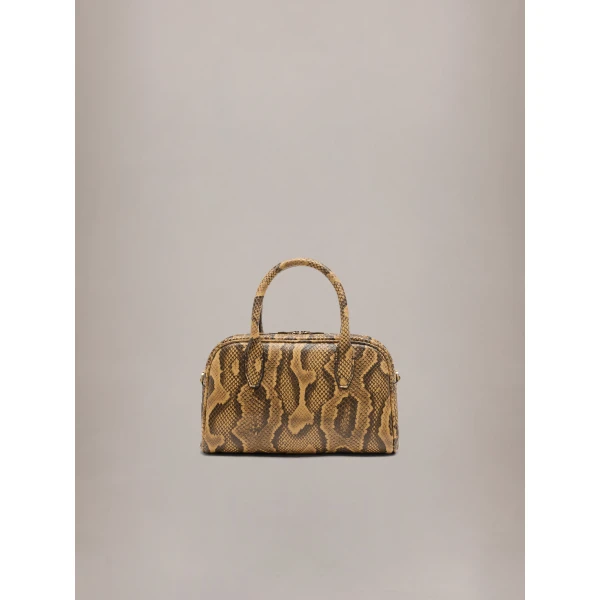 Amiri Python Embossed MA Bowling Bag in Brown, view 2 | Totes & Top-Handle Bags | Luxury Shoes 