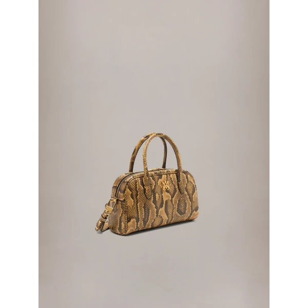 Amiri Python Embossed MA Bowling Bag in Brown, view 3 | Totes & Top-Handle Bags | Luxury Shoes 