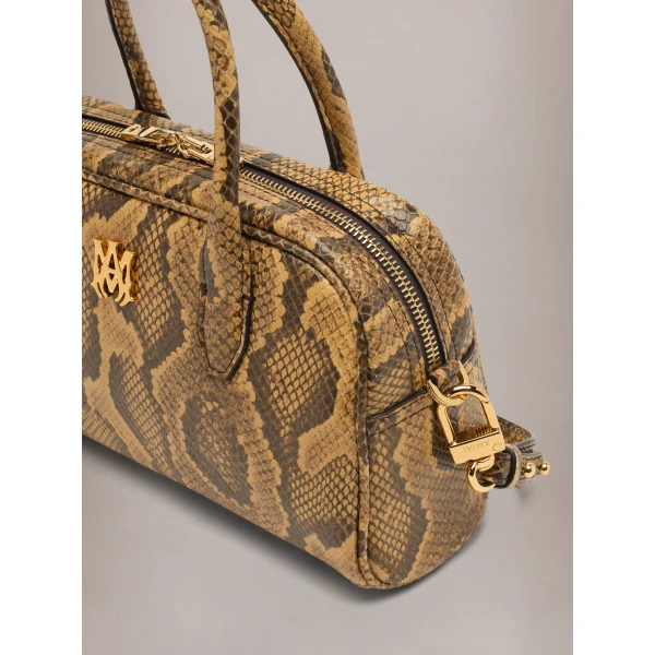 Amiri Python Embossed MA Bowling Bag in Brown, view 4 | Totes & Top-Handle Bags | Luxury Shoes 