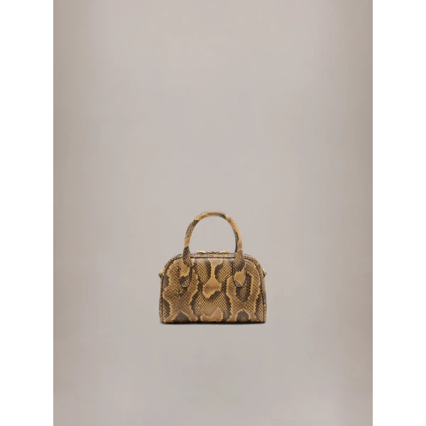 Amiri Python Embossed Micro MA Bowling Bag in Brown, view 2 | Mini Bags | Luxury Shoes 